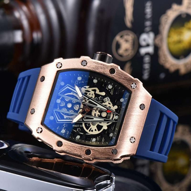 Factory direct supply European and American foreign trade hollow ghost head watch Richard Bull business quartz men's watch 14