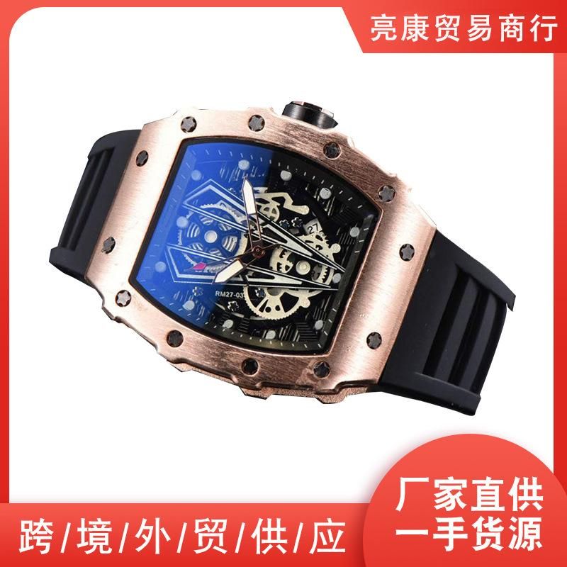 Factory direct supply European and American foreign trade hollow ghost head watch Richard Bull business quartz men's watch 14