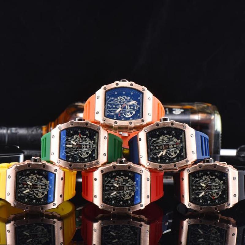 Factory direct supply European and American foreign trade hollow ghost head watch Richard Bull business quartz men's watch 14