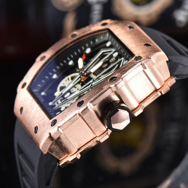 Factory direct supply European and American foreign trade hollow ghost head watch Richard Bull business quartz men's watch 14