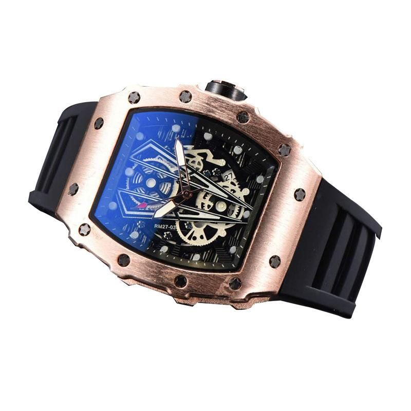Factory direct supply European and American foreign trade hollow ghost head watch Richard Bull business quartz men's watch 14