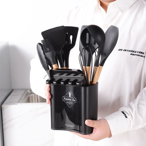Silicone Non-Stick Spoon Set With Free Spoon Rest