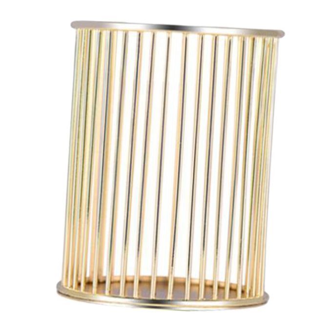 Round Metal Wire Mesh Pen Pot Pencil Brush Holder Desk Gold