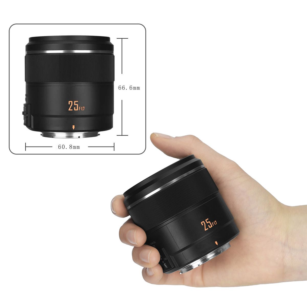 YN25mm F1.7M Camera Prime Lens Auto/ Manual Focus