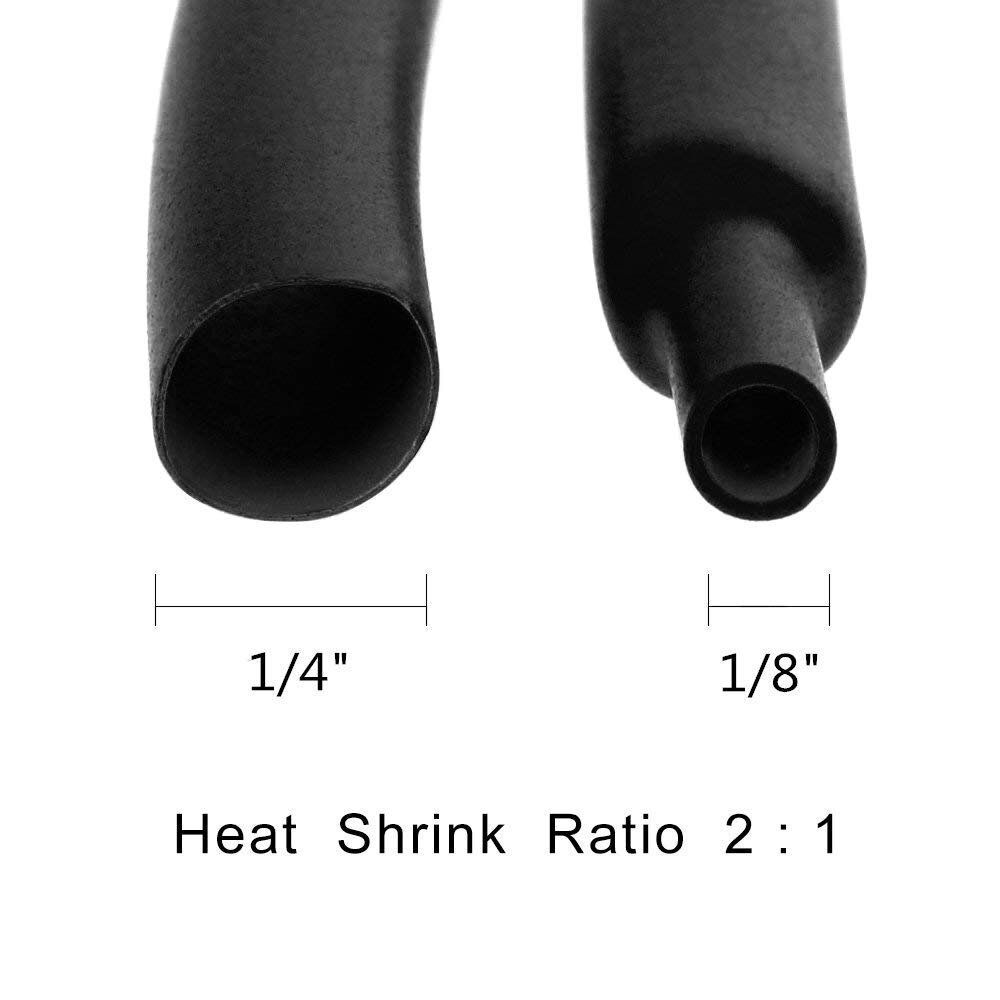 650pcs Heat Shrink Tubing Black Ratio 2:1 Insulation