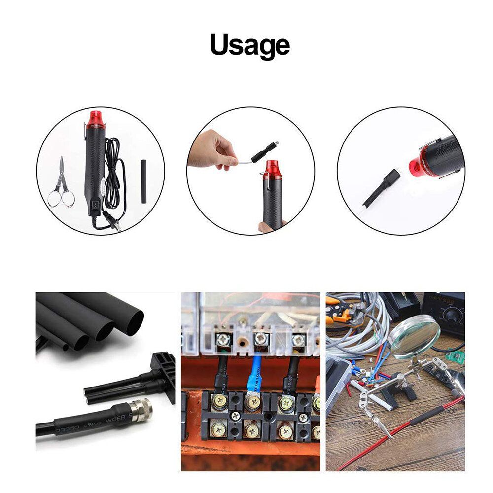 650pcs Heat Shrink Tubing Black Ratio 2:1 Insulation