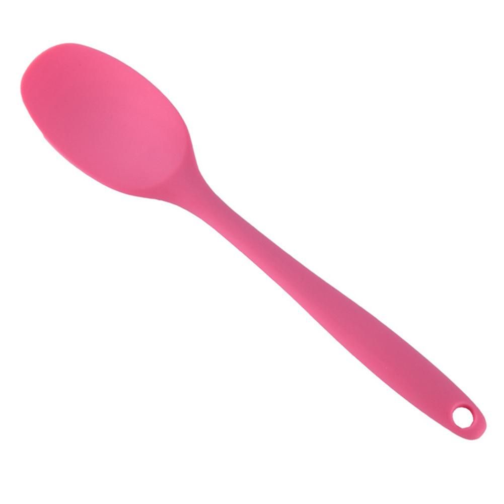 Silicone Long Handle Spatula Non-stick Scraper Spoon-Pink