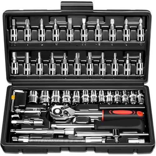 46 Pieces 1/4 Inch Drive Socket Ratchet Wrench Set/Spanner Set/Screwdrivers Set
