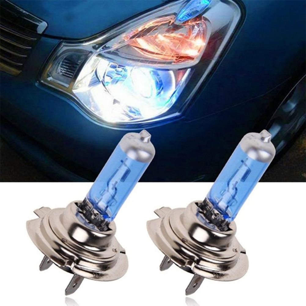 2Pcs 55W 12V H7 6000K Car Xenon Halogen Headlight Super Bright White Bulb Lamp