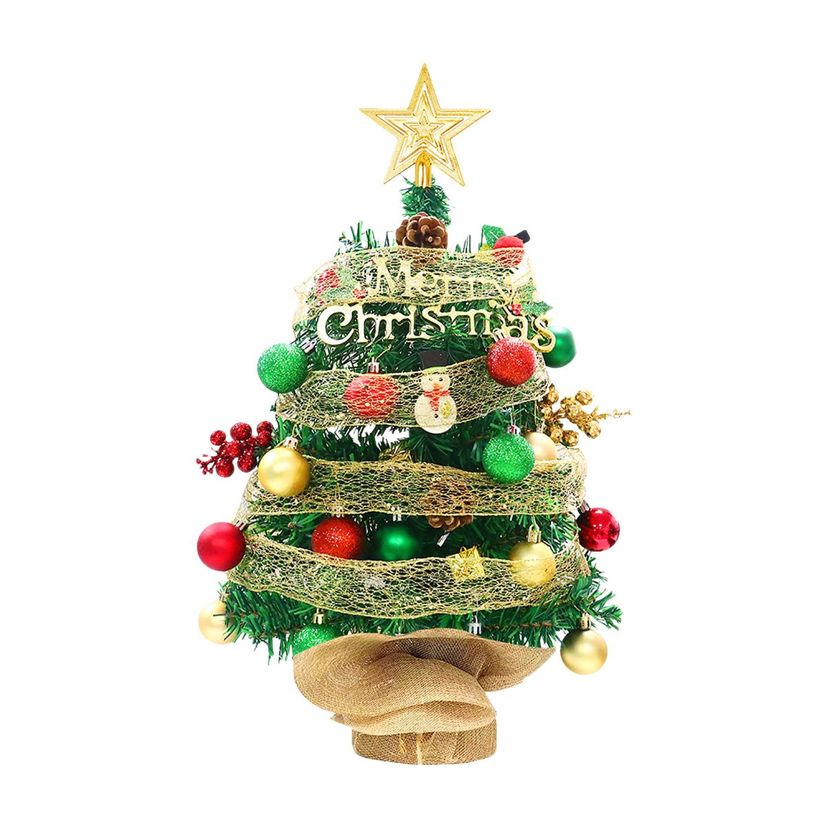 1.5FT Tabletop Christmas Tree With Top Star Red Green Balls