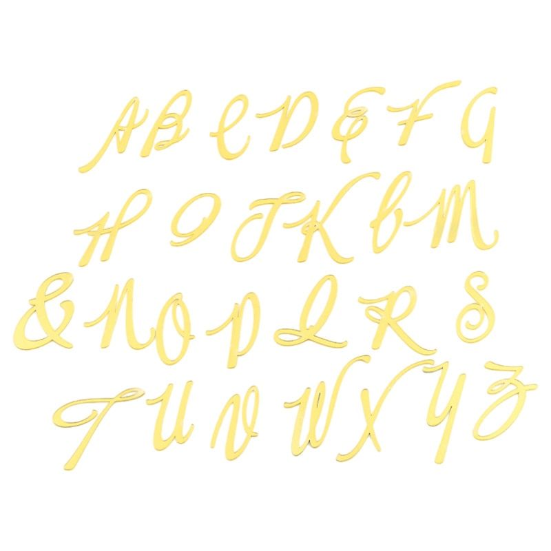 Golden Acrylic 26 English Letter Alphabet Cake Decorating Mold For Birthday Party Wedding Dessert DIY Decoration Cake Topper 26 Letters-style1