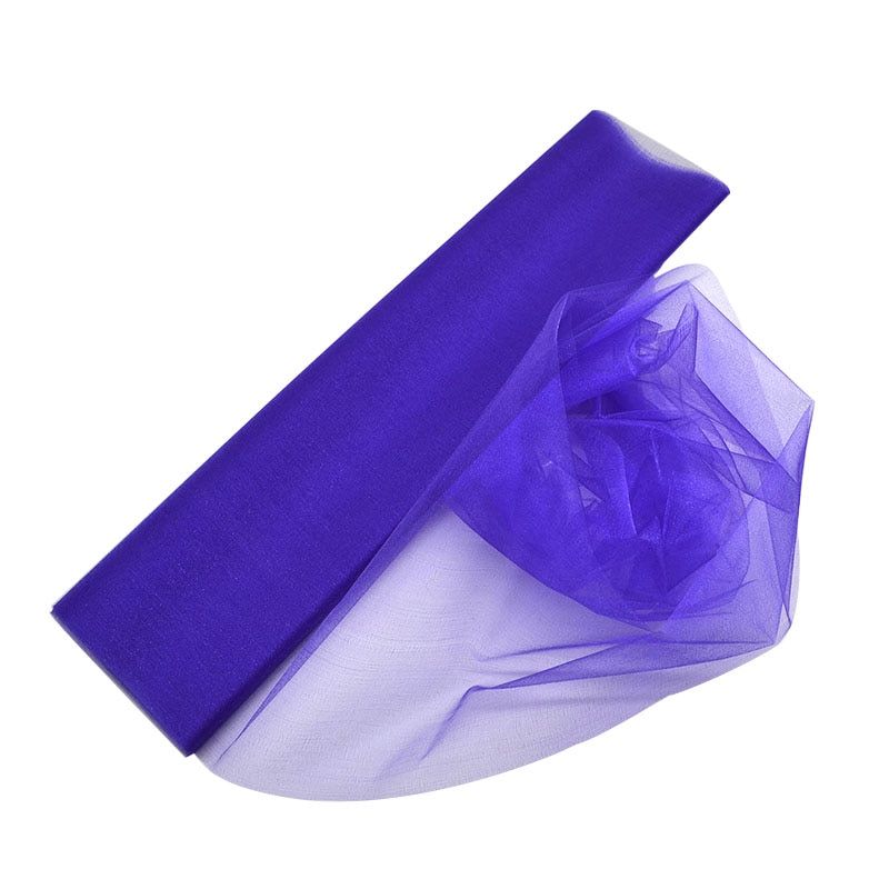 10m/lot 48cm Sheer Crystal Organza Tulle Roll Fabric For Wedding Party Decoration Organza Chair Wedding Arch Decor Woman's Dress Darkpurple