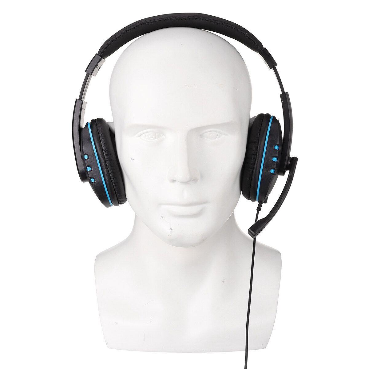 Adjustable Size Gaming Headset 3.5mm Stereo Surround Gamer Wired Headphone With Mic For PS4 PC Noise Reduction Headset Over-The-Ear Earpiece Computer Earphone For PUBG CSGO Warframe TPS / FPS Games Black+Blue