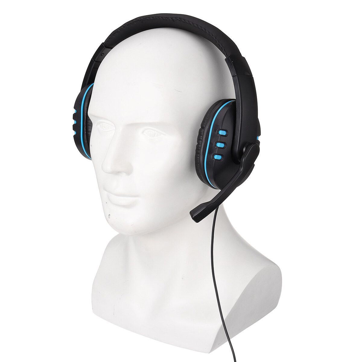 Adjustable Size Gaming Headset 3.5mm Stereo Surround Gamer Wired Headphone With Mic For PS4 PC Noise Reduction Headset Over-The-Ear Earpiece Computer Earphone For PUBG CSGO Warframe TPS / FPS Games Black+Blue