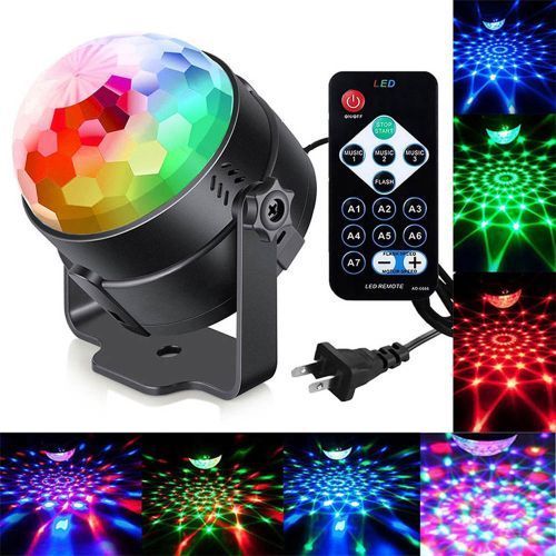 [RGB Color-changing Sound-controlled Magic Ball Light With Remote Control LED Disco Ball Party Lights Ripple Light Sound Activated DJ Lights For Parties 7Colors Water Wave Ocean Projector Strobe Light For Home Stage Wedding(A