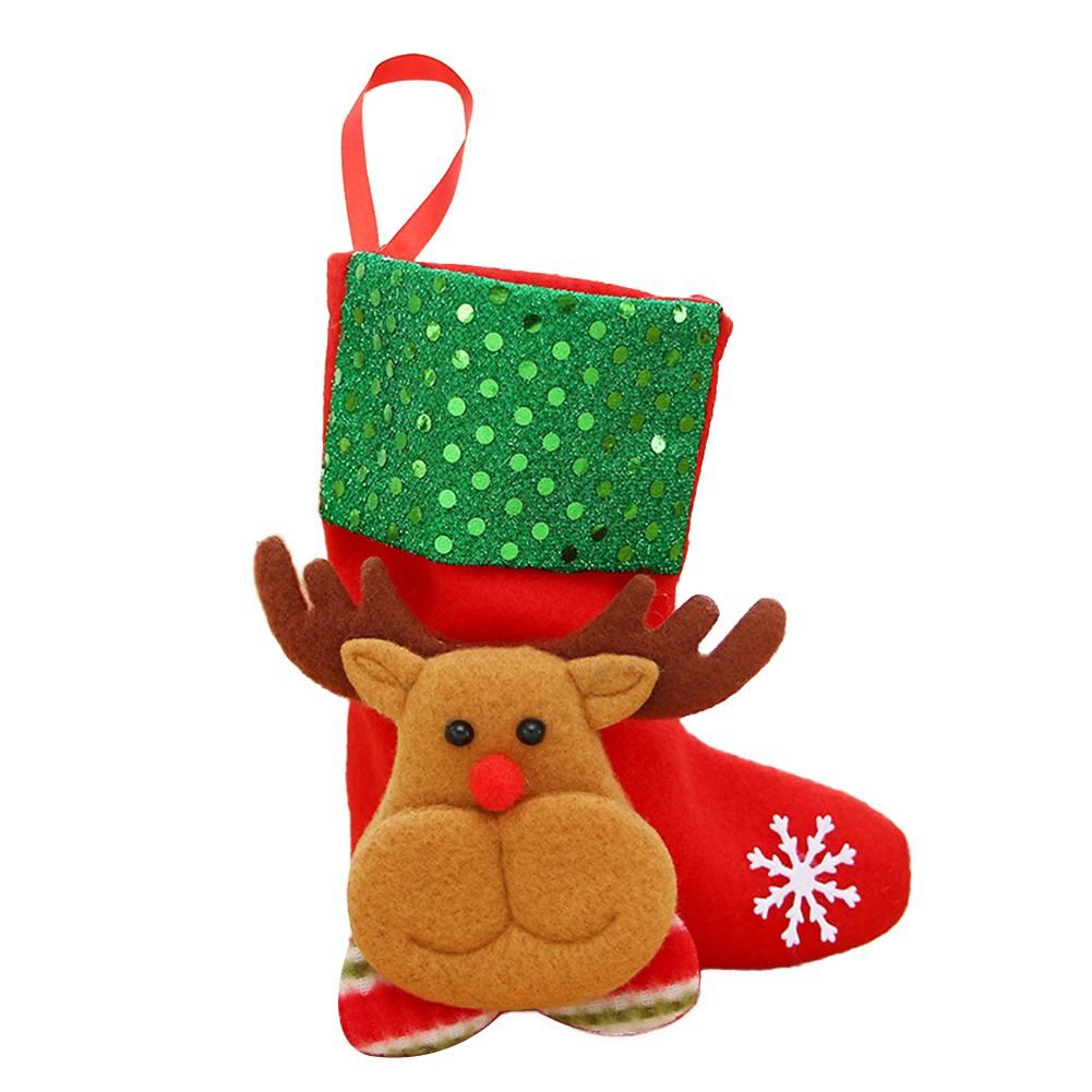 Christmas Santa Elk Snowman Bear Stocking Sock Gift Bag-