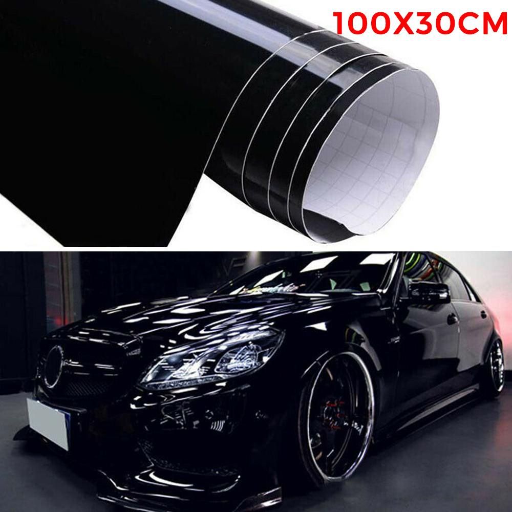 1Pcs High Quality 100x30cm UV Resistant Adhesive High Gloss BlaVinyl Tape Car Wrap Film Protection Waterproof Sticker
