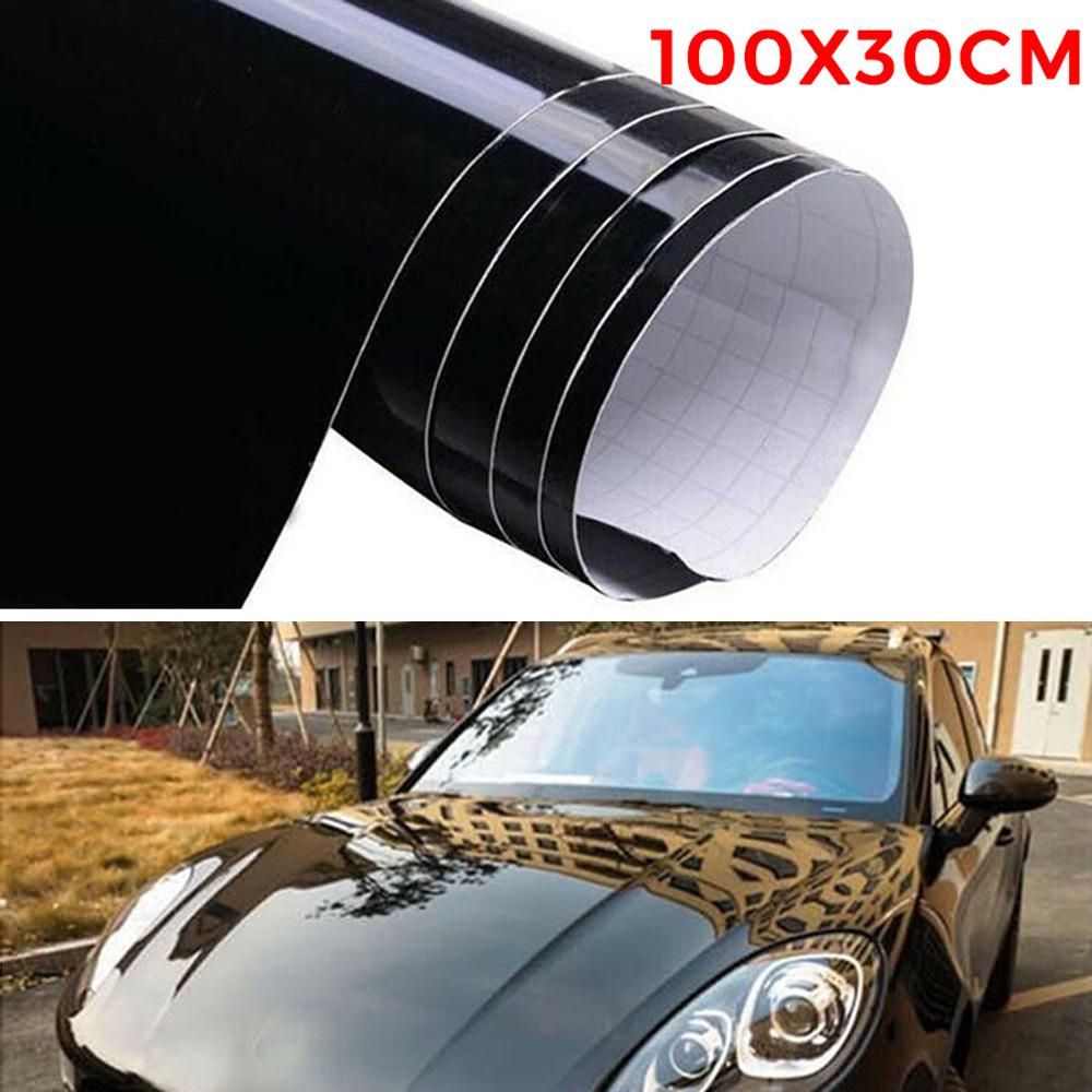 1Pcs High Quality 100x30cm UV Resistant Adhesive High Gloss BlaVinyl Tape Car Wrap Film Protection Waterproof Sticker