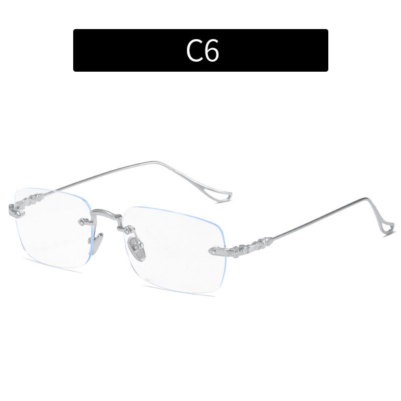 (rectangle Silver)Rimless Anti Blue Light Blocking Computer Glasses Women Men
