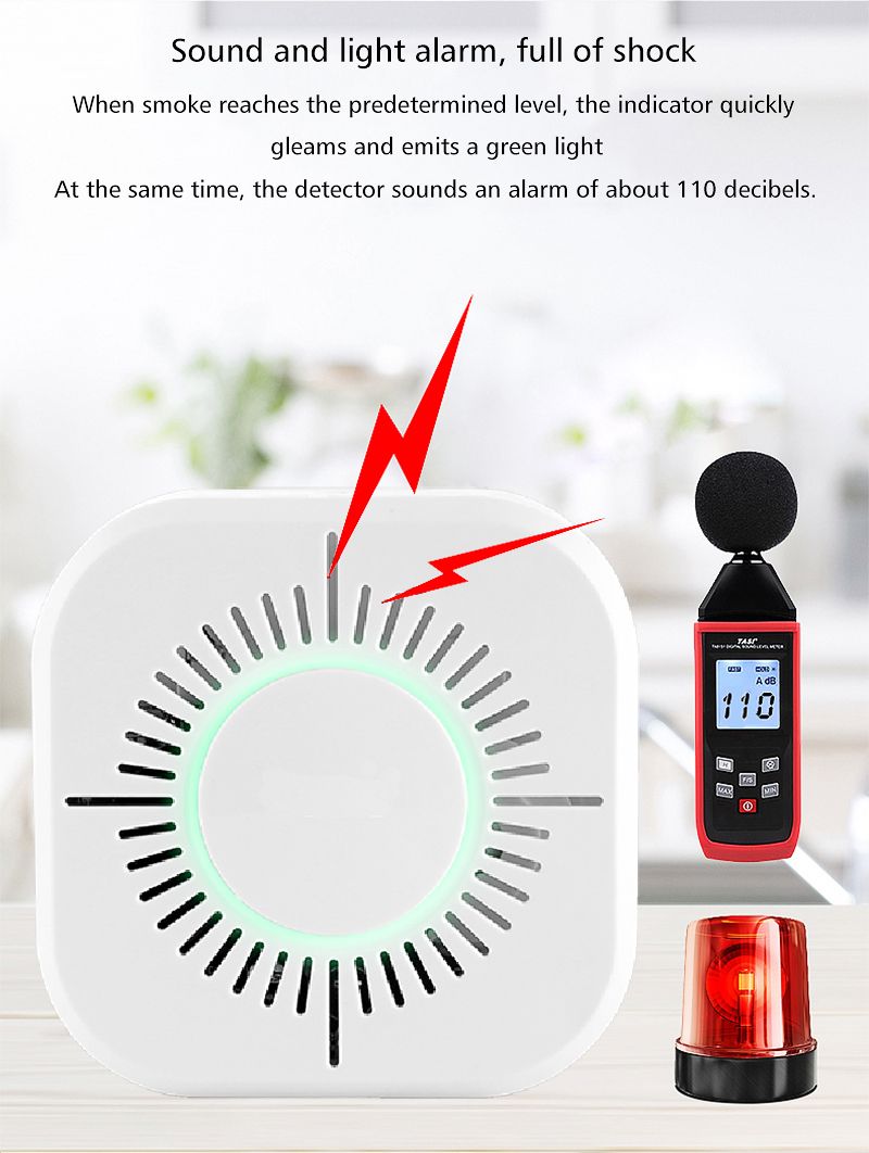 High Decibel Wireless Smoke Alarm Detector Whit Battery