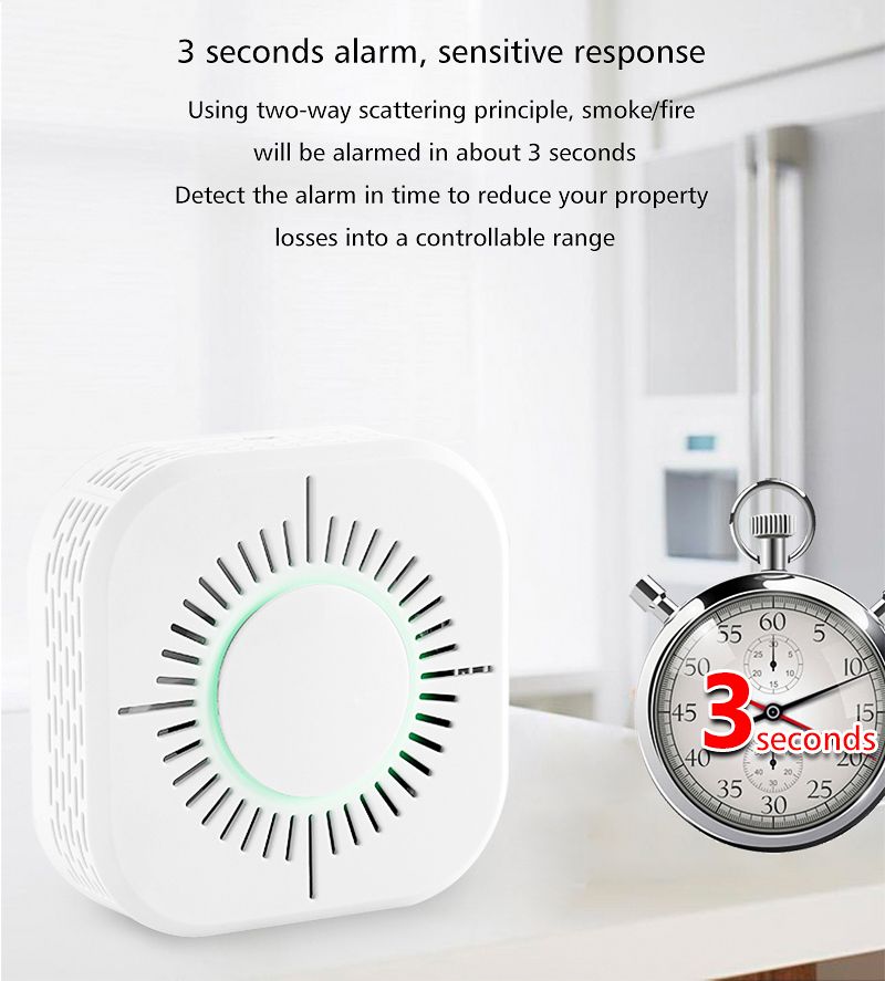High Decibel Wireless Smoke Alarm Detector Whit Battery