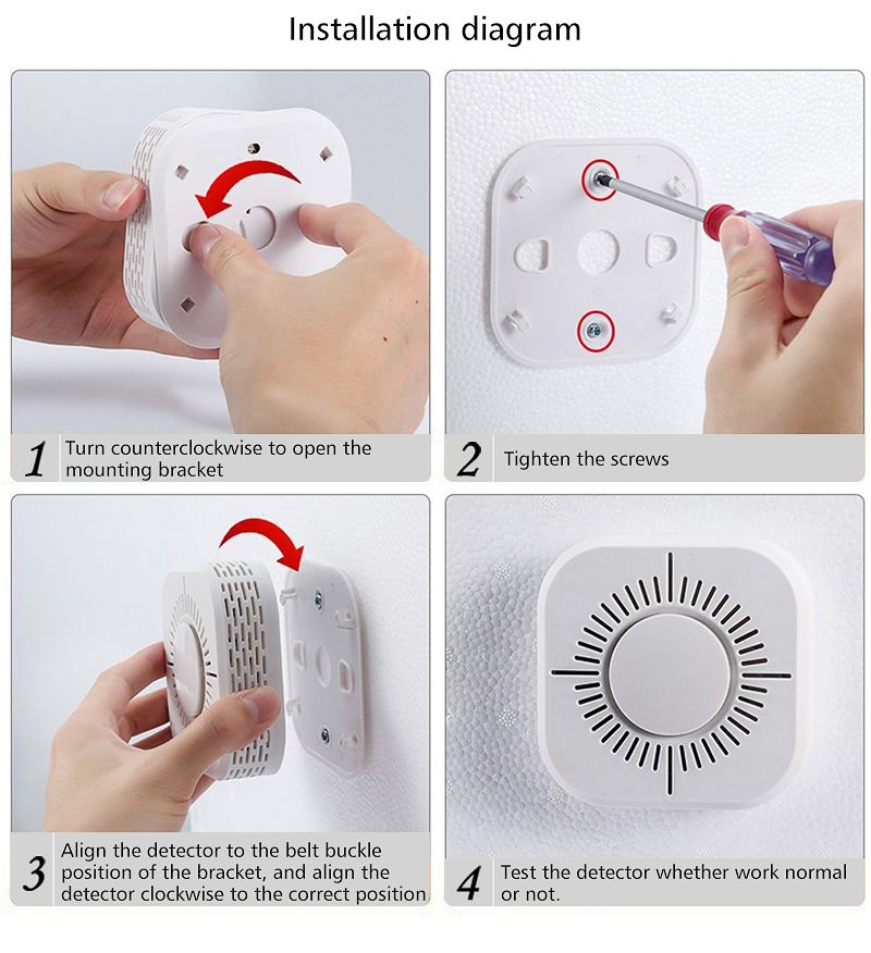 High Decibel Wireless Smoke Alarm Detector Whit Battery