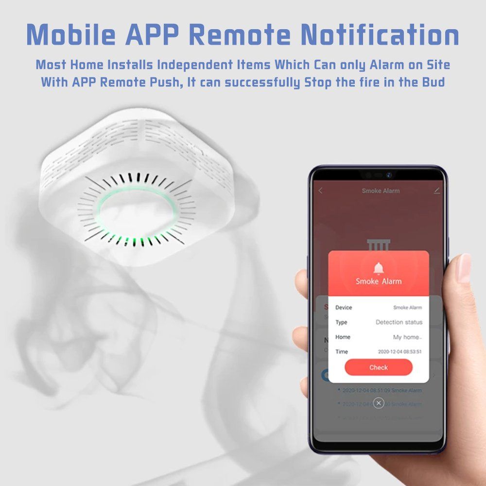 High Decibel Wireless Smoke Alarm Detector Whit Battery
