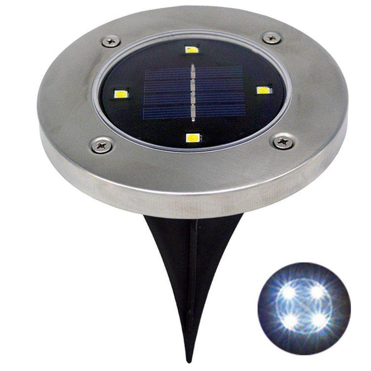 4 LED Solar Powered Ground Lawn Lamp Outdoor Garden Yard Pathway Night Light White