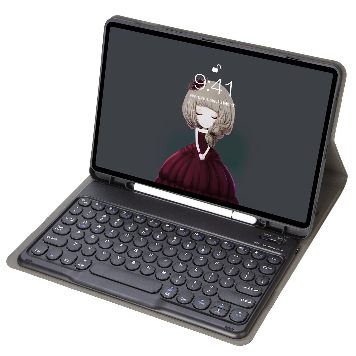 Bluetooth Keyboard Leather Case For Samsung Galaxy Tab S8 11 Inch SM-X700 / SM-X706 & S7 11 Inch SM-X700 / SM-T875(Black)
