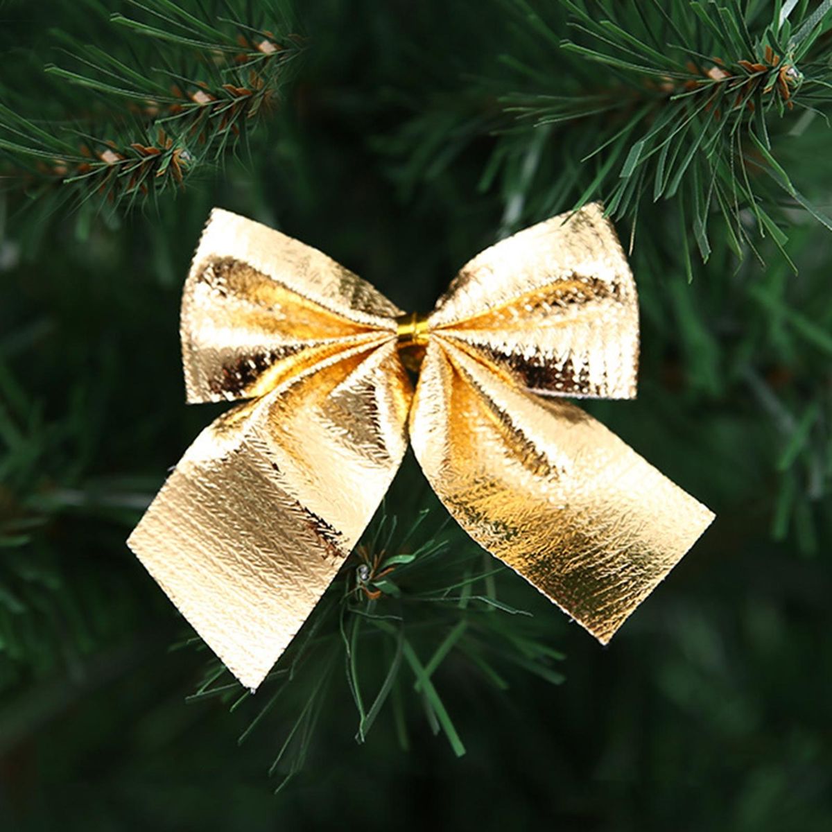 12PcsPack Christmas Bows Christmas Tree Bow Decoration Golden