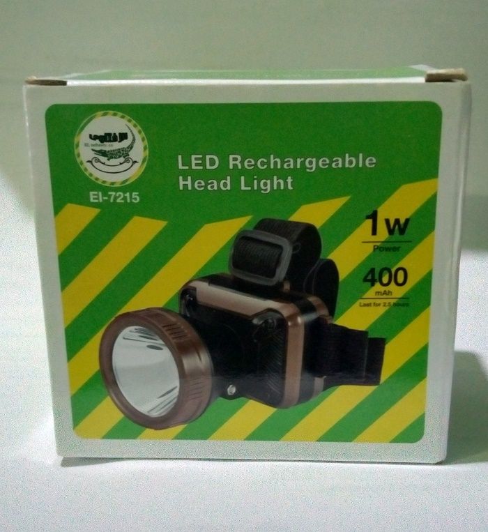 Rechargeable Torch Flash Head-Lamp Light+Key Holder