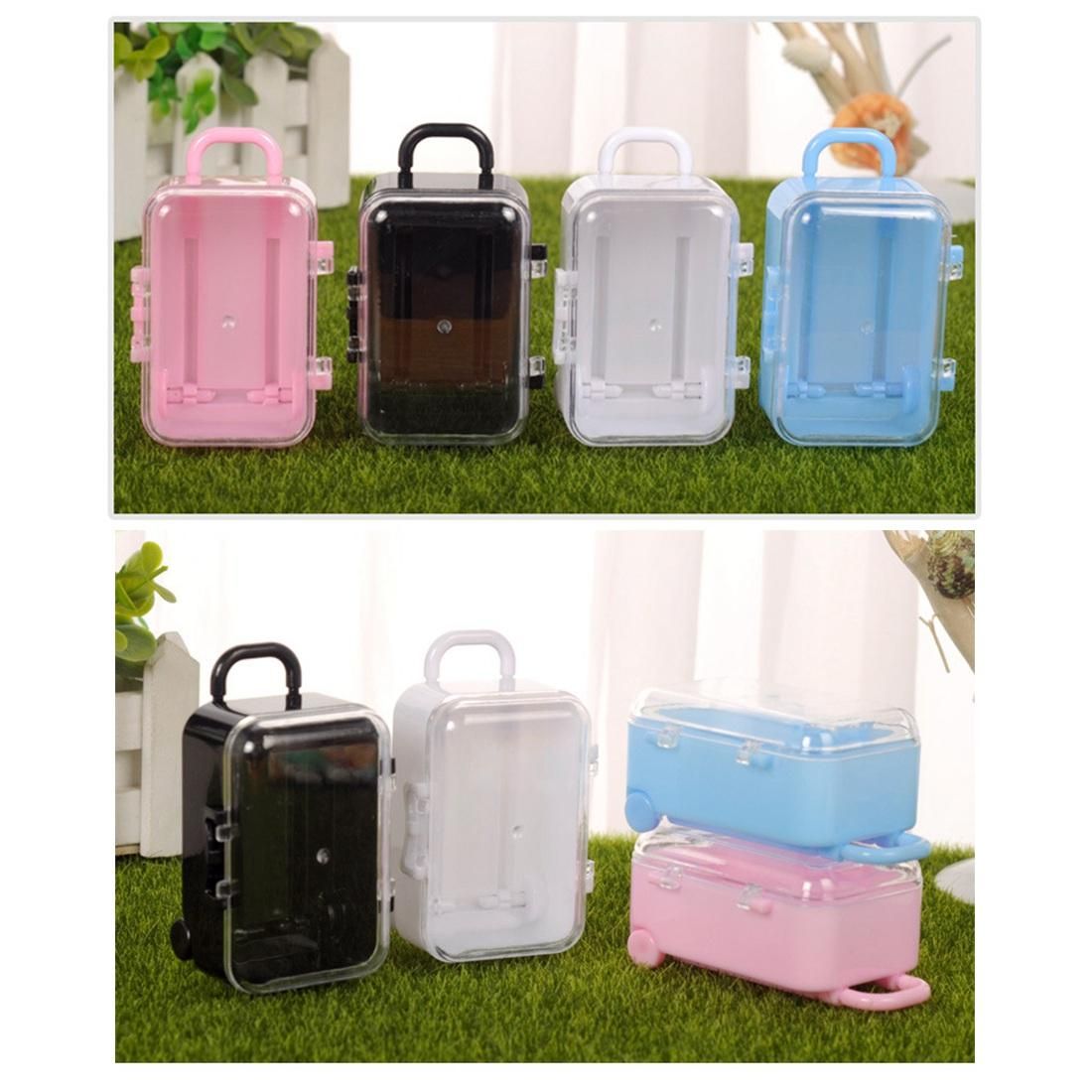 Pink mini roller travel suitcase candy box personality creative wedding candy box luggage trolley case candy toy small storage box