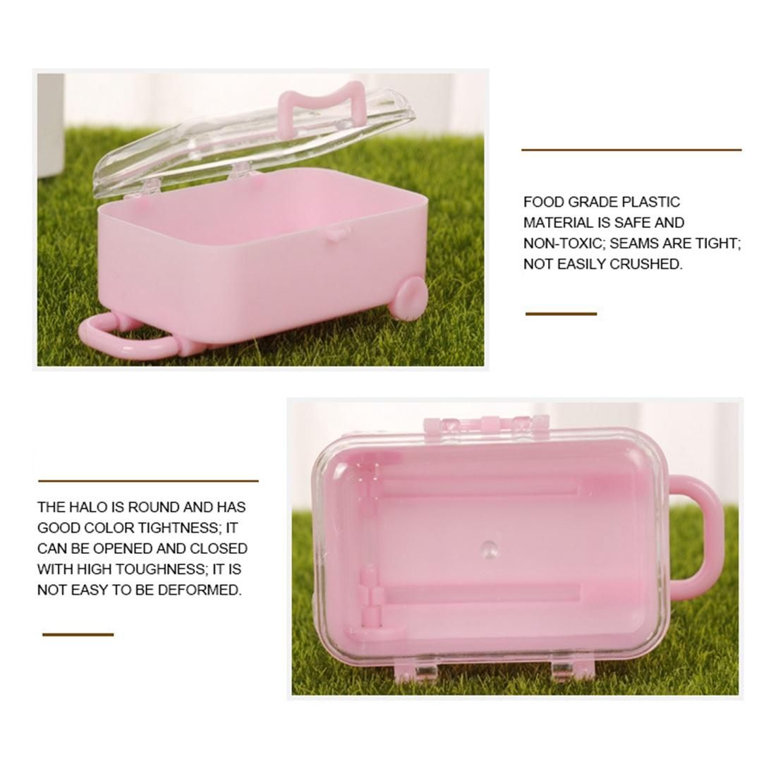 Pink mini roller travel suitcase candy box personality creative wedding candy box luggage trolley case candy toy small storage box