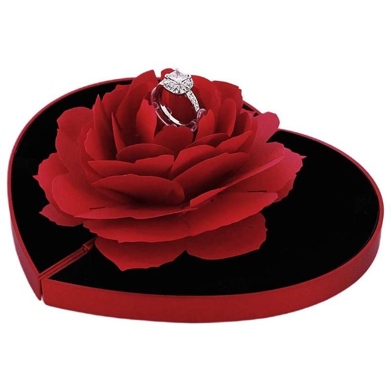 Rose Flower Rotating Ring Box, Proposal Box, Rose Wedding Engagement Ring Box, Jewelry Storage Box, Valentine's Best Female Gift Box,Love Box, Home Decoration Box (Without Ring)