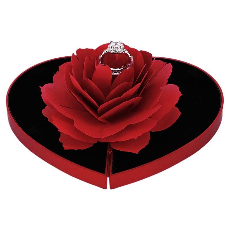 Rose Flower Rotating Ring Box, Proposal Box, Rose Wedding Engagement Ring Box, Jewelry Storage Box, Valentine's Best Female Gift Box,Love Box, Home Decoration Box (Without Ring)