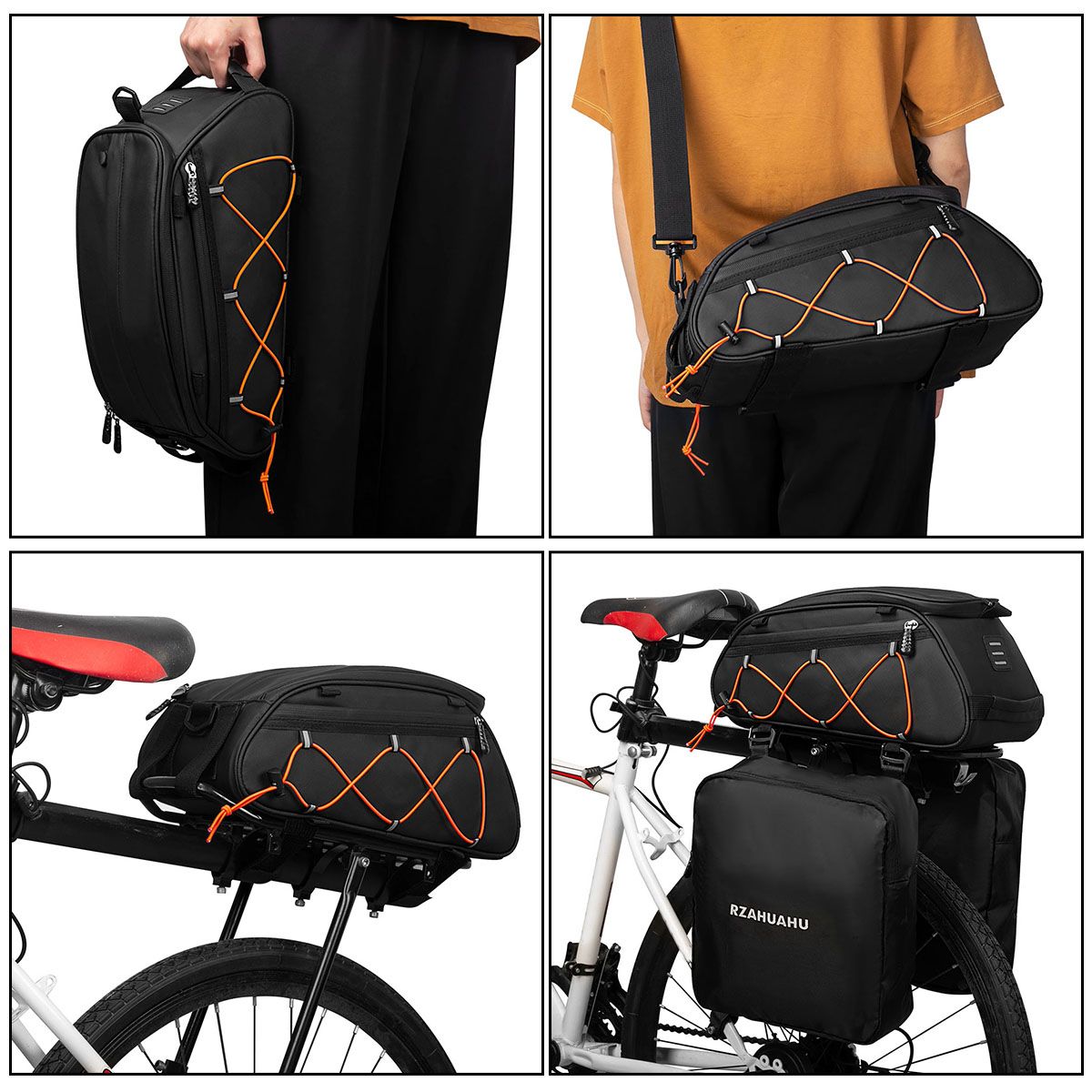 3-In-1 Bike Rack Bag Trunk Bag Waterproof Bicycle Rear Seat