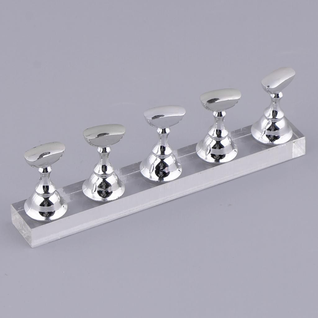5x Acrylic False Nail Tips Practice Display Stand Holder For Silver