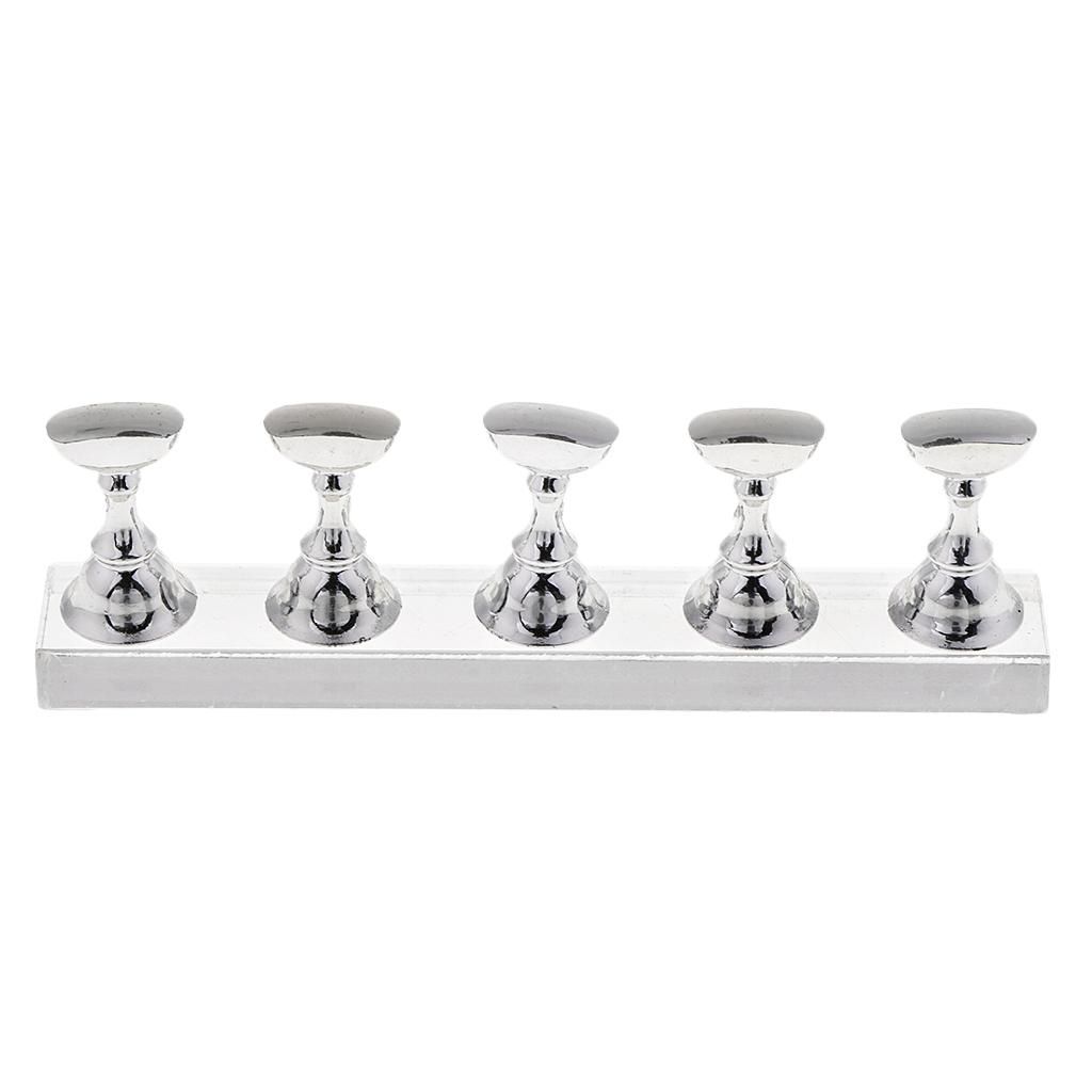 5x Magnetic Nail Tip Display Stand Holder Practice Set Arts Silver