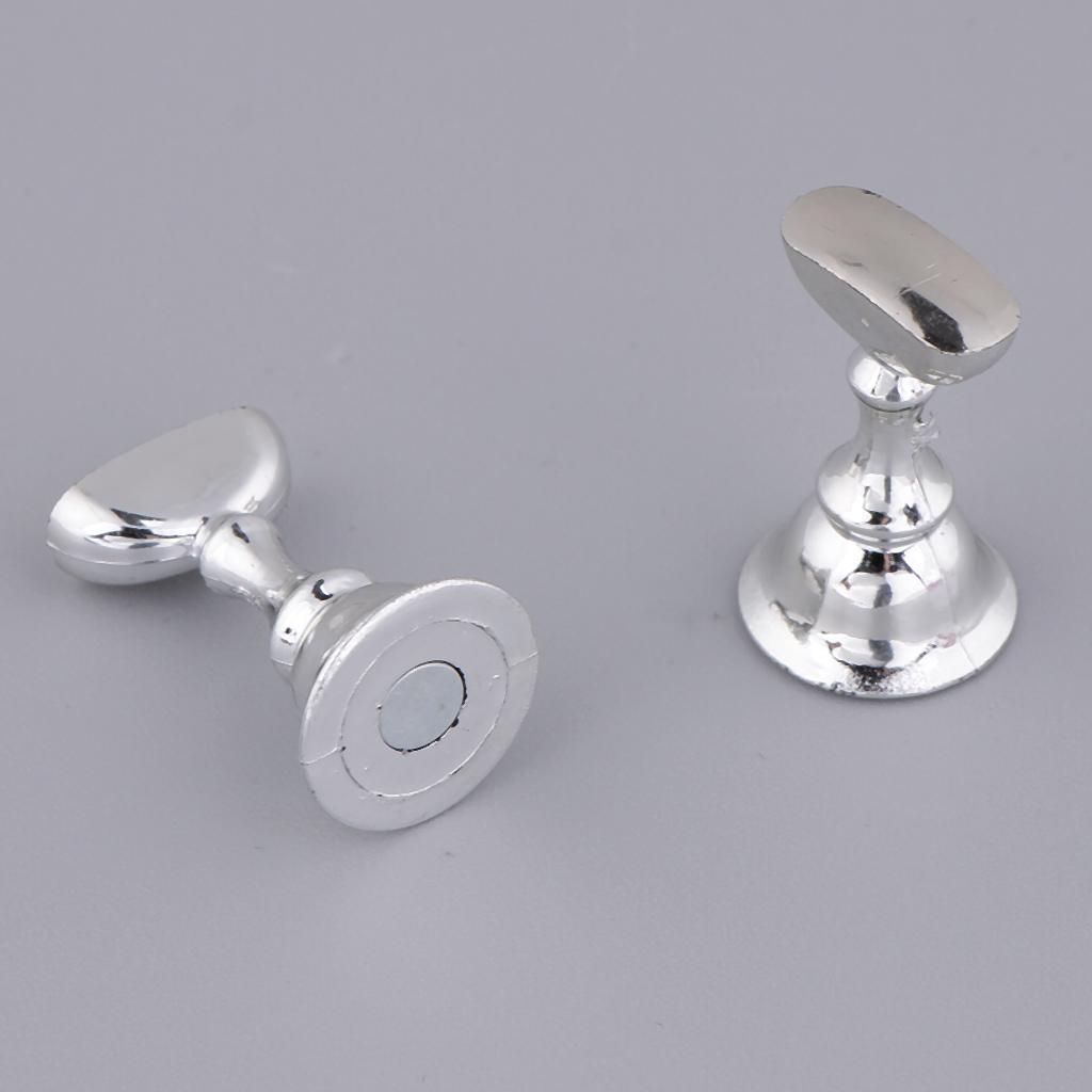 5x Magnetic Nail Tip Display Stand Holder Practice Set Arts Silver