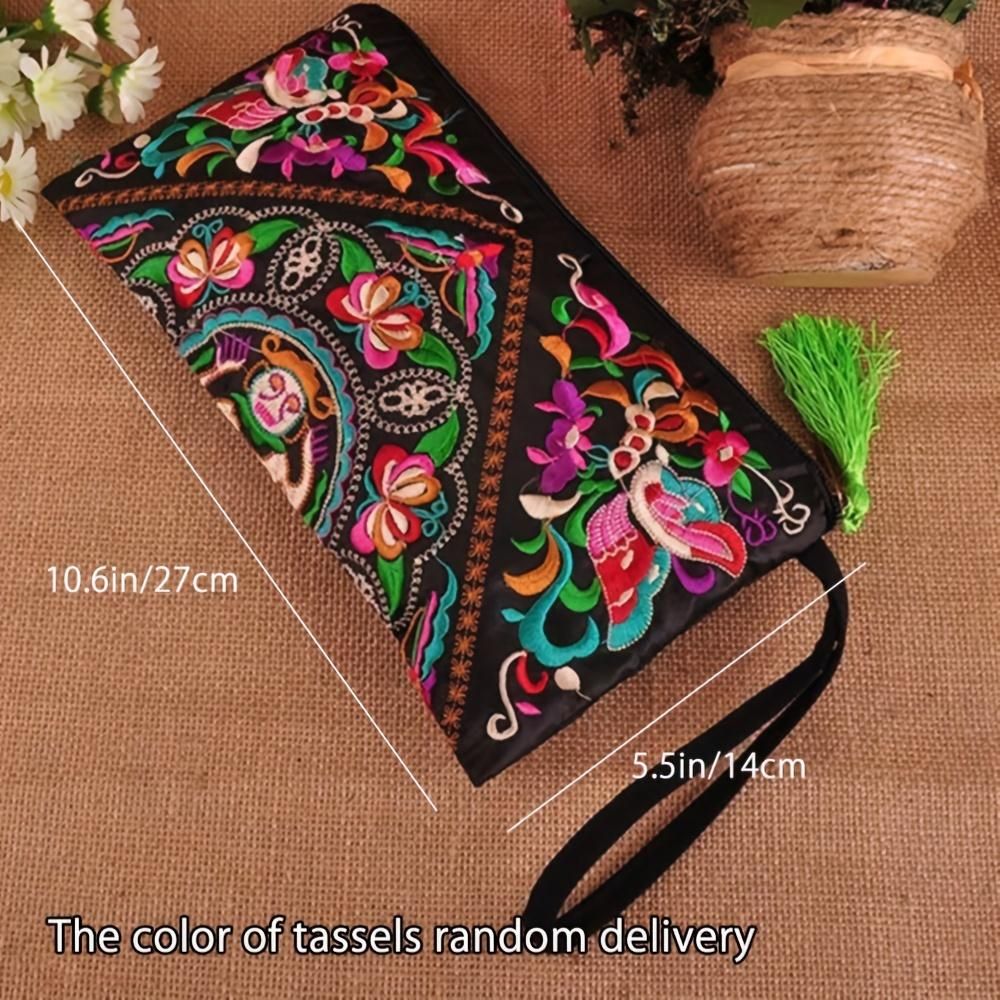 Small Embroidered Wristlet Bag Embroidered Floral Wristlet Wallets Purses for Women