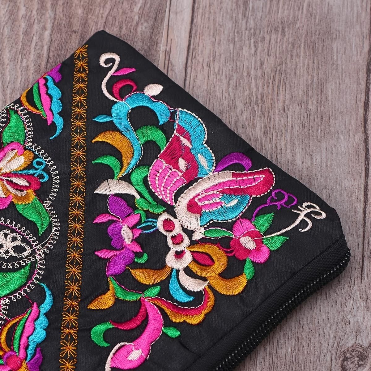 Small Embroidered Wristlet Bag Embroidered Floral Wristlet Wallets Purses for Women