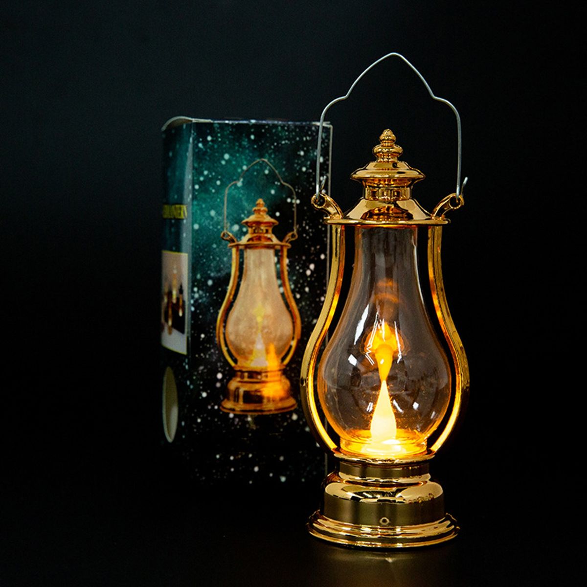 LED Candle Hanging LED Lantern Lamp Rose Gold
