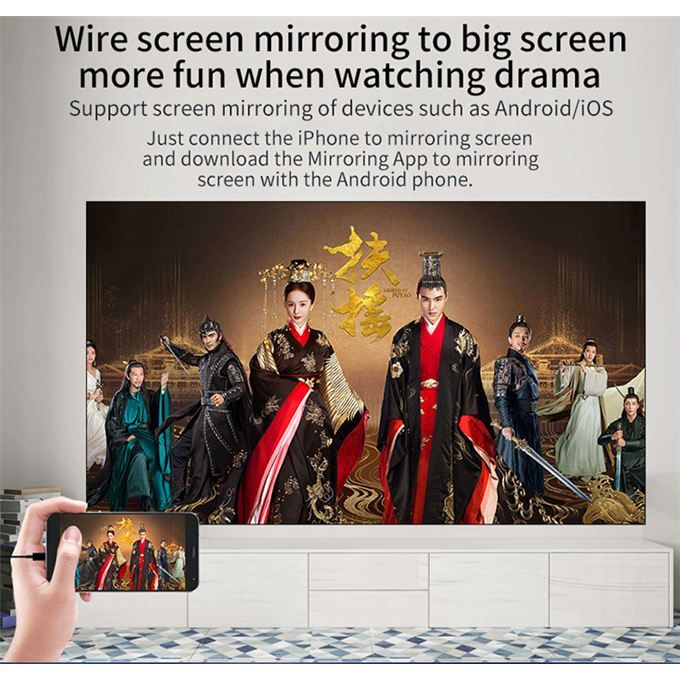 Max 150 "HD Large Screen TV Home Projector LED Video Support 1080P