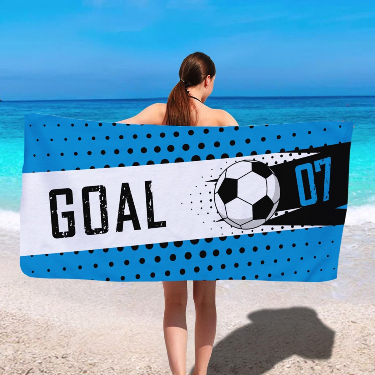 Shower Towel Soccer Print Beach Towel Blanket A