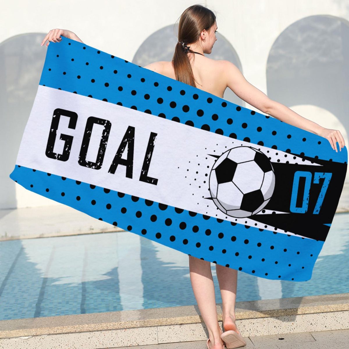 Shower Towel Soccer Print Beach Towel Blanket A