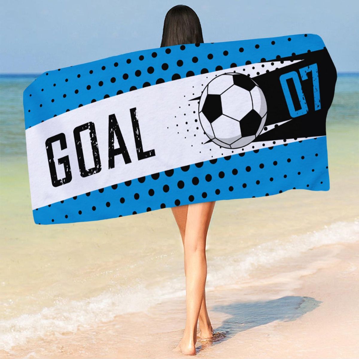 Shower Towel Soccer Print Beach Towel Blanket A
