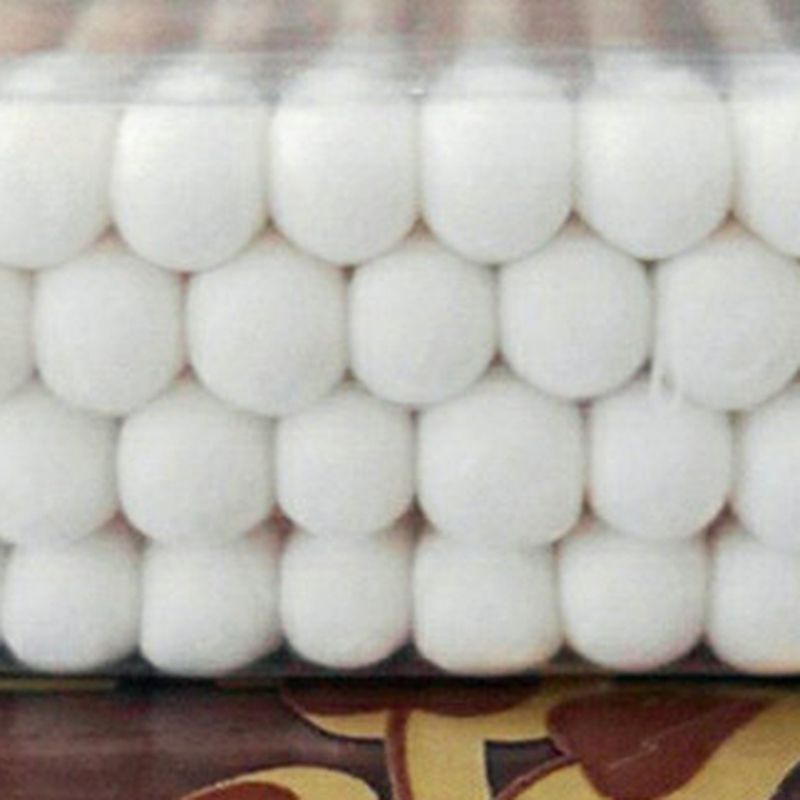 100Pcs Disposable Double Head Wood Stick Cotton Swab Buds