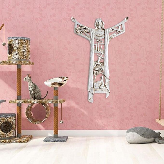Risen Christ Wall Cross Jesus Home Figurines Relics Sculpture Home Art