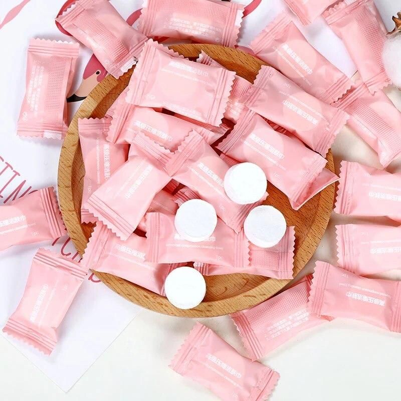 30pcs Disposable Towel Compressed Portable Travel Non-woven Face Towel Water Wet Wipe Outdoor Moistened Tissues Candy Towels