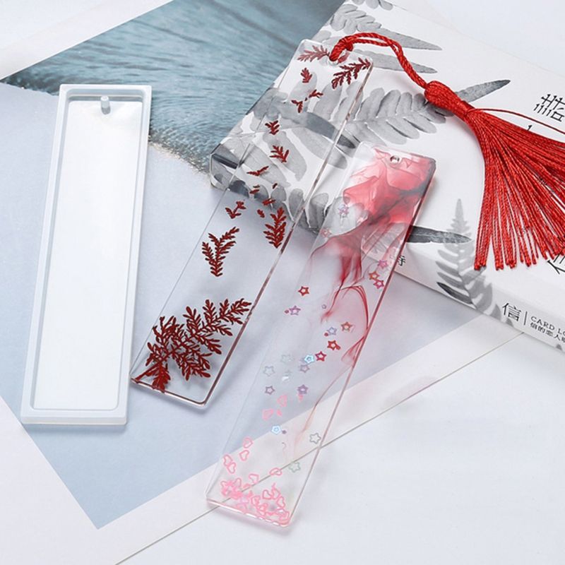 5Pcs Silicone Rectangular Bookmark Mould Resin-Transparent